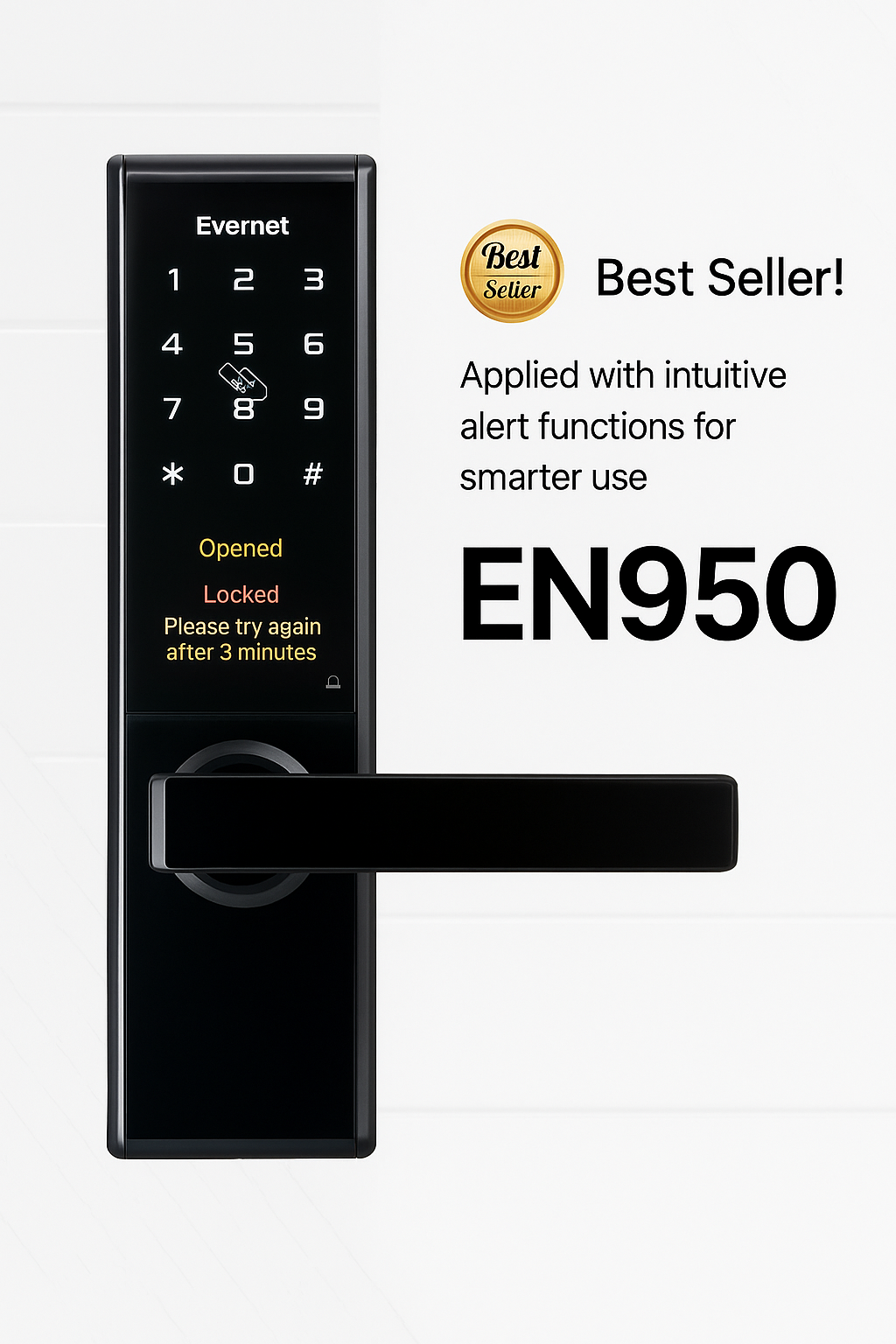 Evernet No-Drill Digital Door Lock Keypad EN950-N