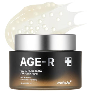 [MediCube] AGE-R Glutathione Glow Capsule Facial Cream - Instant Lifting Moisturizer - Collagen Peptide For Hydrating Glow - Improve Blemishes, Uneven Skin Tone - Korean Skin Care 1.69 fl.oz