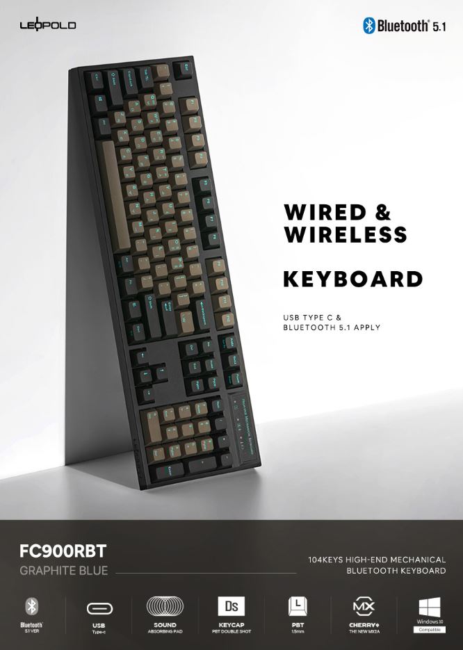Leopold FC900RBT MX2A Graphite Blue Korean Silent Red Switch