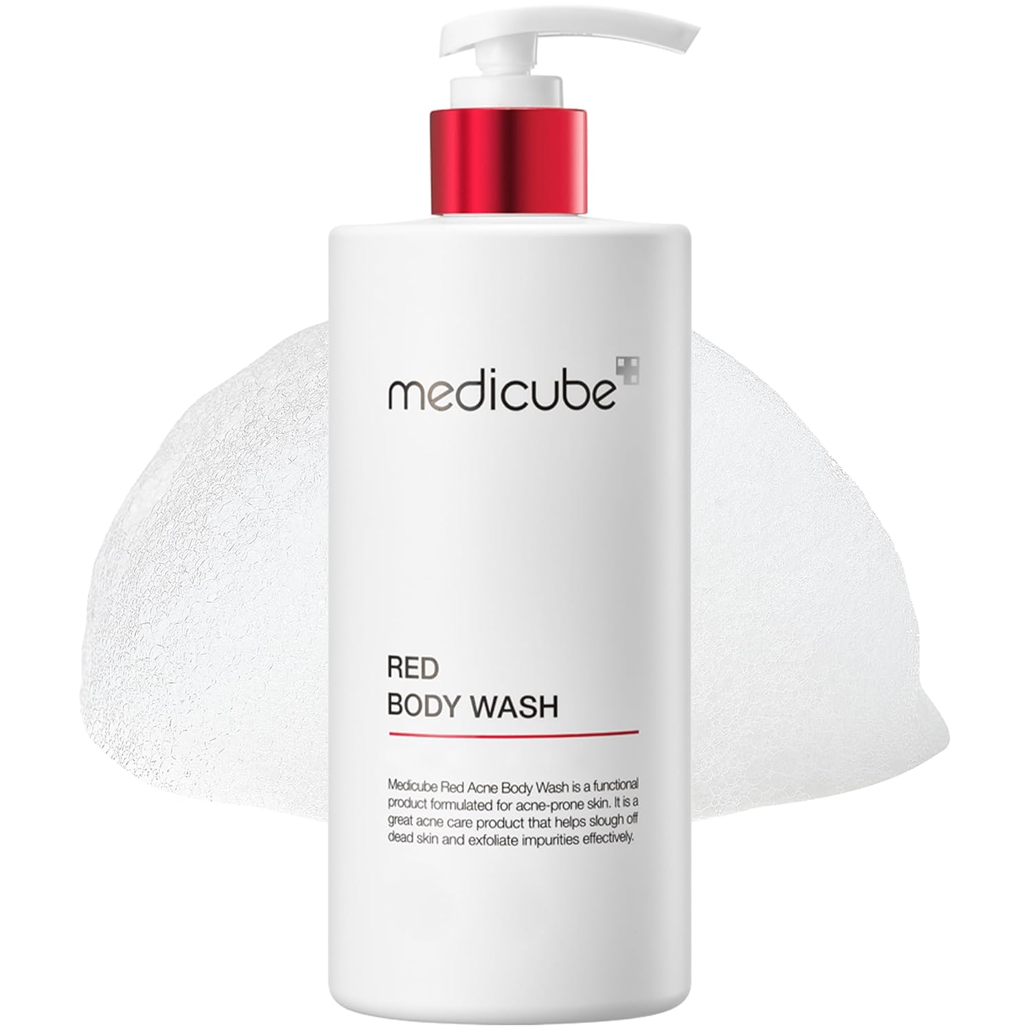 [MediCube] Red Acne Body Wash 14.52 Fl.oz I Low pH and Hydrating Cleanser with Salicylic Acid, Lactic Acid, Niacinamide and Hyaluronic Acid Suitable for Bacne Treatment | Korean Skin Care