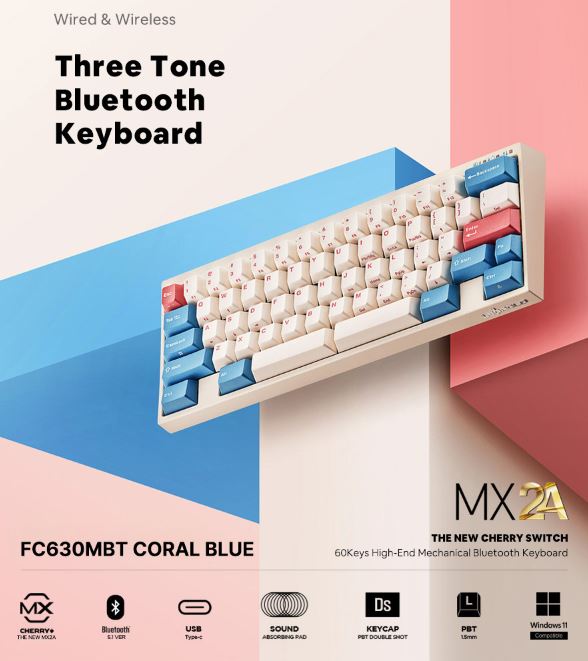 Leopold FC630MBT MX2A Coral Blue Korean Red (Linear Switch)