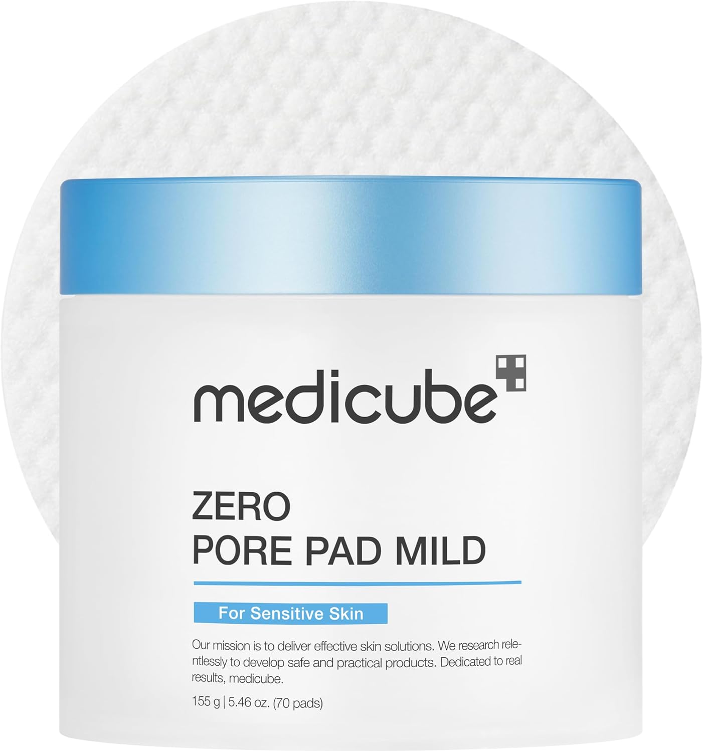 [Medicube] Zero Pore Pads Mild 2.0 (70 Pads) - Gentle Calming Toner Pads for Exfoliation, Minimizing Pores, and Blackhead Removal with PHA - Ideal for All Skin Types - Korean Skin Care