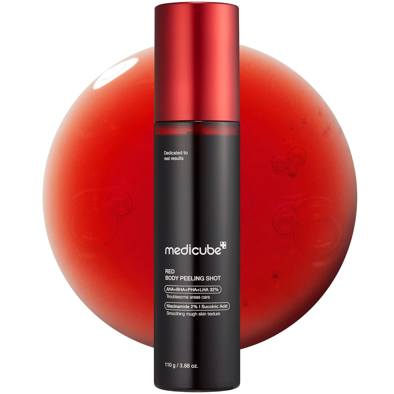 [Medicube] Red Body Peeling Shot, Body Spray Cleanser for Strawberry skin, AHA + BHA + Succinic Acid Helps Reduce Body Breakouts and Bumpy Skin, Smoothing and Exfoliating, 3.88 oz.