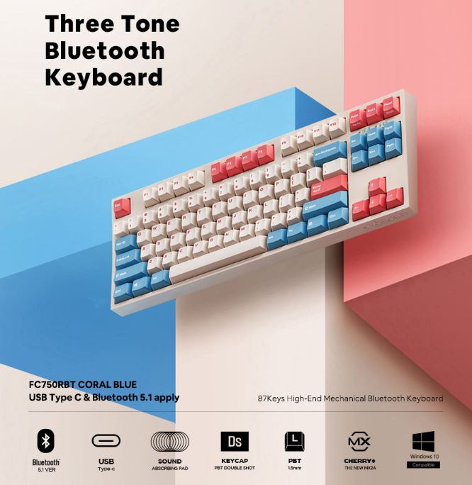 Leopold FC750RBT MX2A Coral Blue Korean Non-Click (Brown Switch)