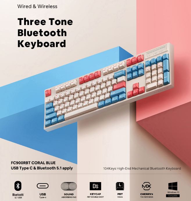 Leopold FC900RBT MX2A Coral Blue Korean Black (Linear Switch)