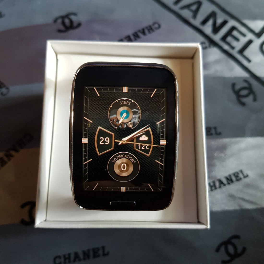 Genuine Samsung Galaxy gear S SM-R750 Curved AMOLED Smart Watch Black Used