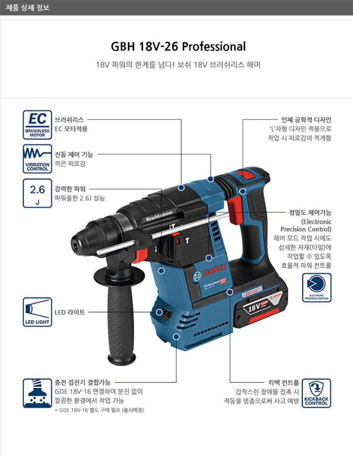 BOSCH GBH18V-26 18V SDS-PLUS BRUSHLESS ROTARY HAMMER