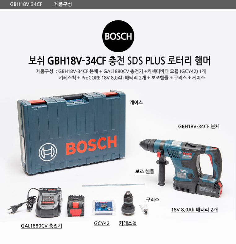 BOSCH GBH18V-34CF PROFESSIONAL CORDLESS ROTARY HAMMER BITURBO WITH SDS PLUS