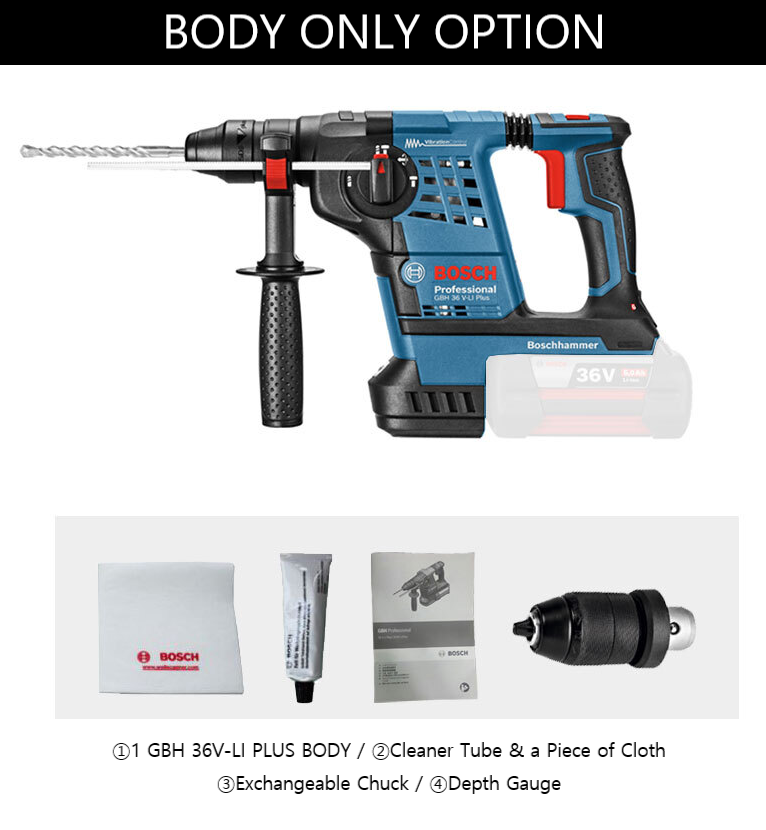 BOSCH GBH 36V-LI Plus PROFESSIONAL CORDLESS ROTARY HAMMER WITH SDS PLUS