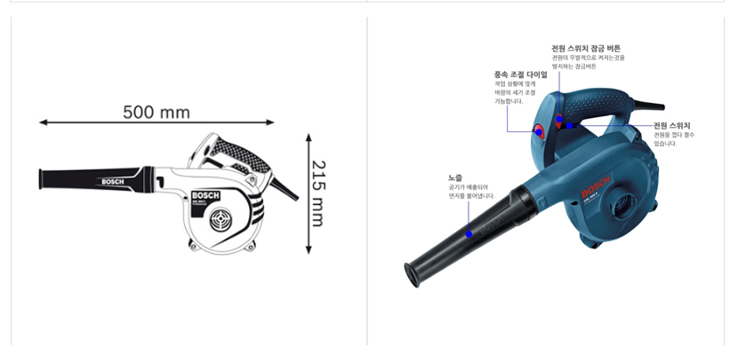 BOSCH GBL 800 E PROFESSIONAL BLOWER WITH DUST EXTRACTION