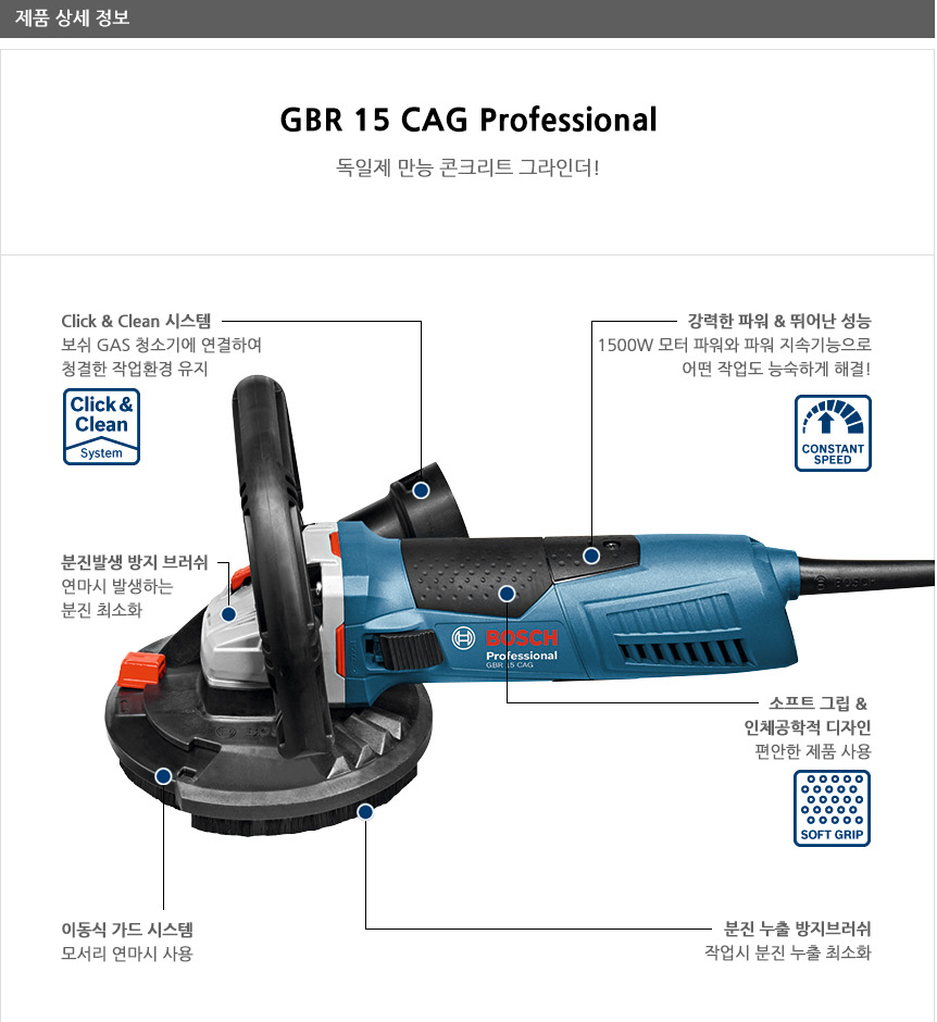 BOSCH GBR 15 CAG PROFESSIONAL CONCRETE GRINDER