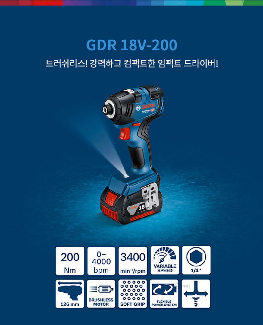 BOSCH GDR 18V-200 PROFESSIONAL CORDLESS IMPACT DRIVER