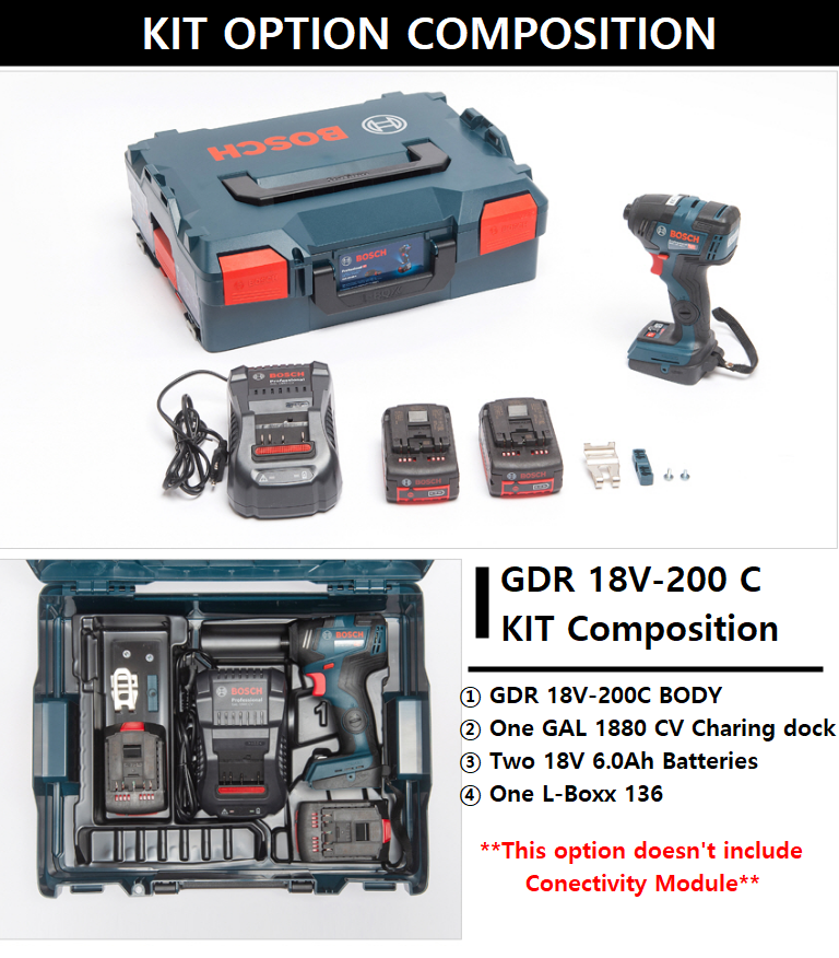 BOSCH GDR 18V-200 C PROFESSIONAL CORDLESS IMPACT DRIVER