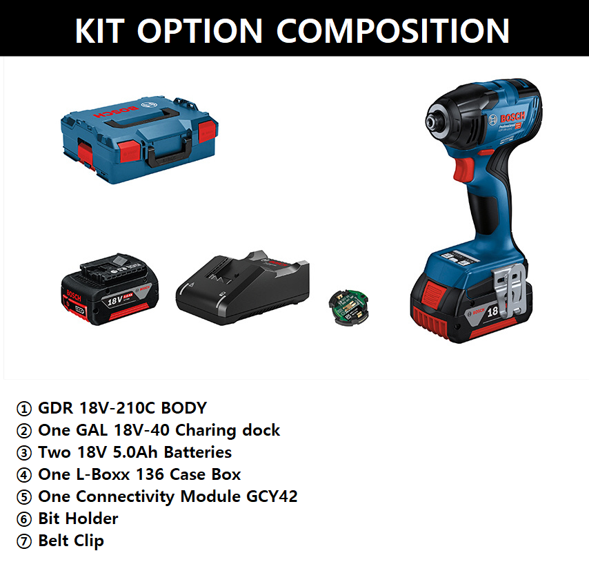 BOSCH GDR 18V-210 C PROFESSIONAL CORDLESS IMPACT DRIVER