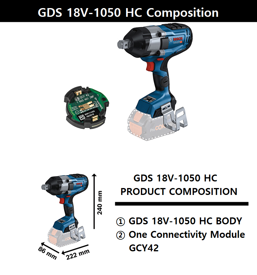 BOSCH GDS 18V-1050 HC PROFESSIONAL CORDLESS IMPACT WRENCH