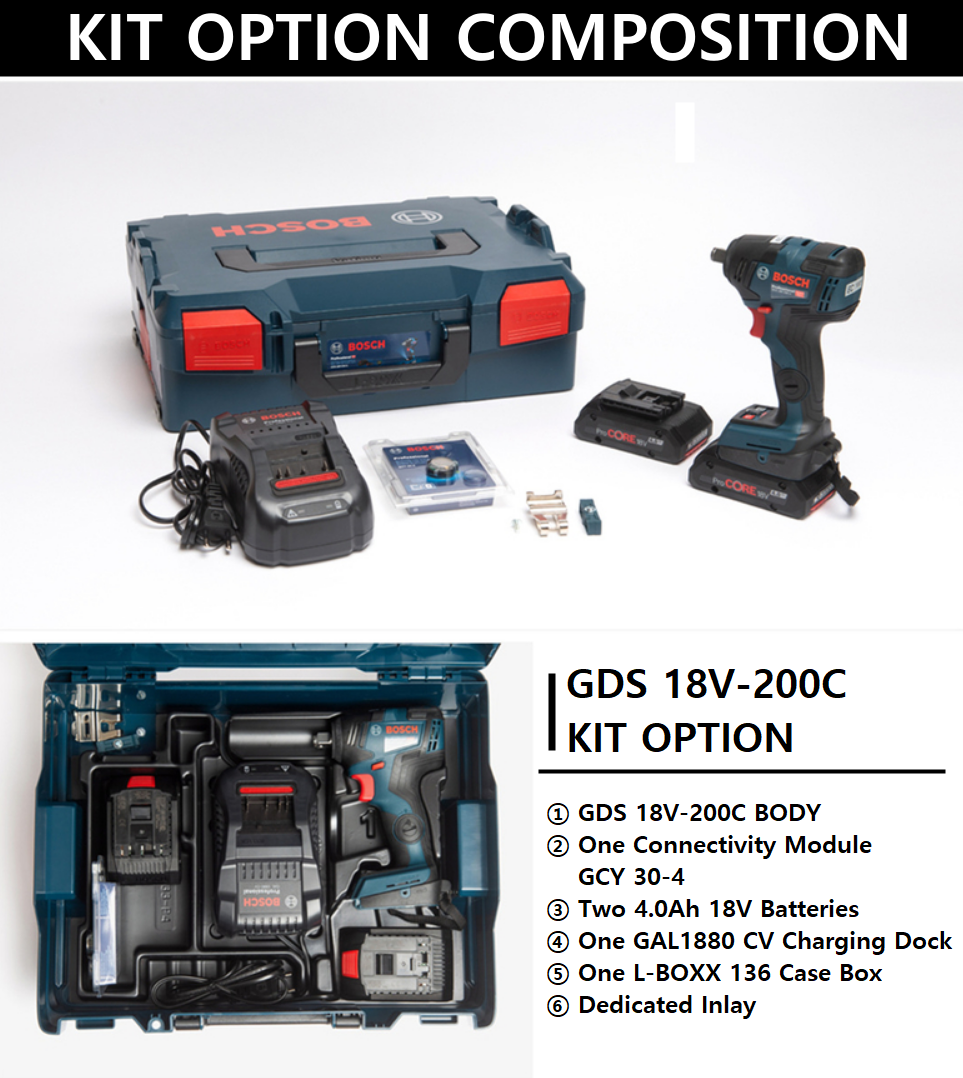 BOSCH GDS 18V-200 C PROFESSIONAL CORDLESS IMPACT WRENCH