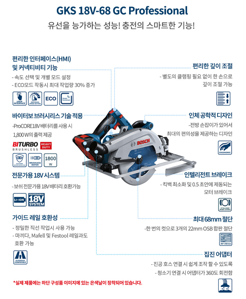 BOSCH GKS 18V-68 GC PROFESSIONAL CORDLESS CIRCULAR SAW BITURBO