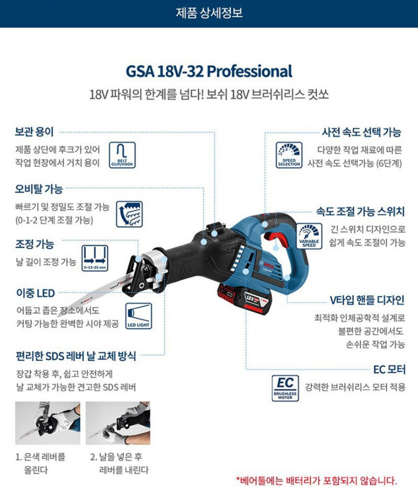 BOSCH GSA 18V-32 PROFESSIONAL CORDLESS RECIPROCATING SAW