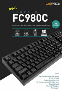 Leopold FC980C Keyboard Topre Electrostatic Switch Dye-Sub Black/PBT Korean 30g