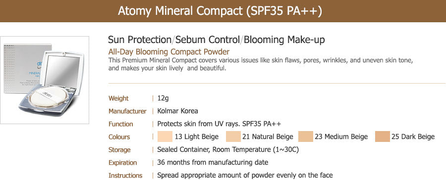 Atomy Mineral Pact #23 *1ea